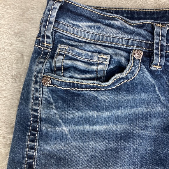 Silver Jeans Co‎ Aiko Capri Jeans Women's W28 Blue Denim Embellished Pockets - Picture 3 of 16